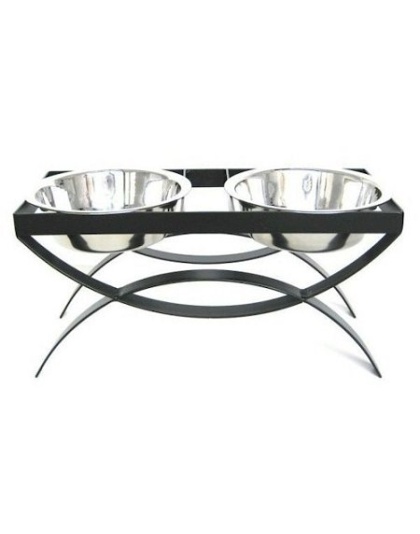 SeeSaw Double Elevated Dog Bowl - Small/Black