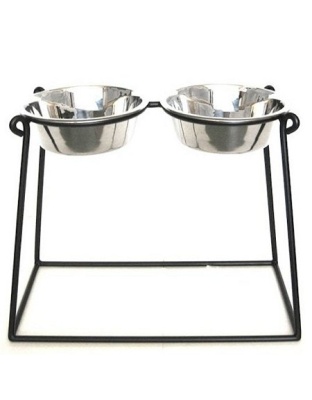 Pyramid Elevated Double Dog Feeder - XX Large/Black