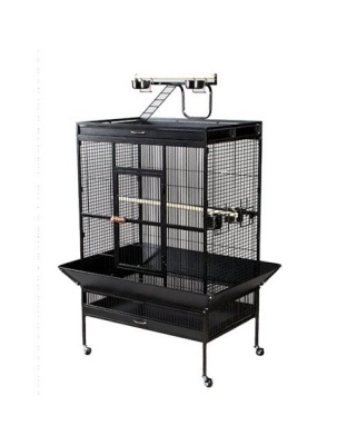 Select Wrought Iron Play Top Parrot Cage - Black