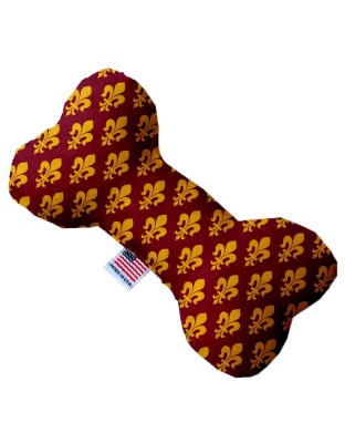 Maroon Fleur de Lis 10 inch Canvas Bone Dog Toy
