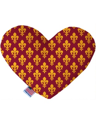 Maroon Fleur de Lis 6 inch Canvas Heart Dog Toy