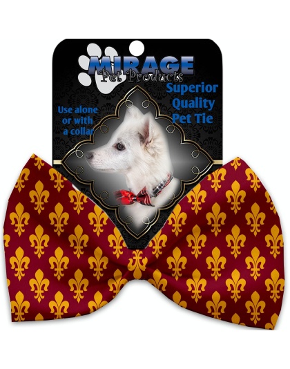 Maroon Fleur de Lis Pet Bow Tie