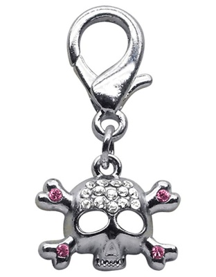 Lobster Claw Skull Charm Pink