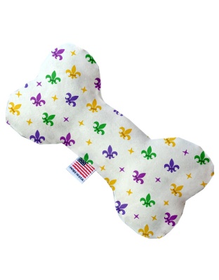 Confetti Fleur de Lis Mardi Gras 10 inch Canvas Bone Dog Toy