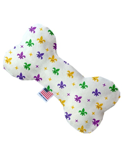 Confetti Fleur de Lis Mardi Gras 10 inch Canvas Bone Dog Toy