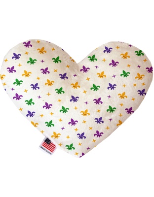 Confetti Fleur de Lis Mardi Gras 6 inch Canvas Heart Dog Toy