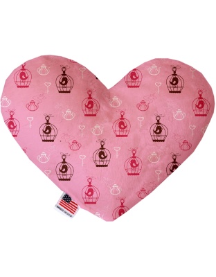 Pink Whimsy Bird Cages 6 inch Canvas Heart Dog Toy