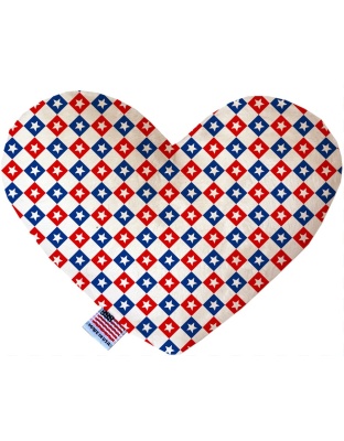 Patriotic Checkered Stars 6 inch Canvas Heart Dog Toy