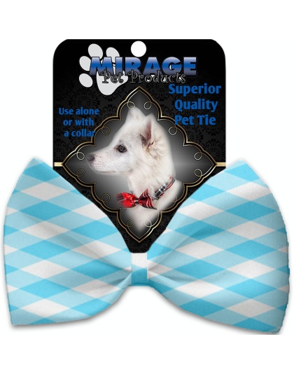 Baby Blue Plaid Pet Bow Tie