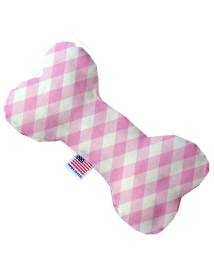 Baby Pink Plaid 10 inch Canvas Bone Dog Toy