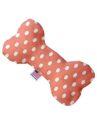 Peach Polka Dots 10 inch Canvas Bone Dog Toy