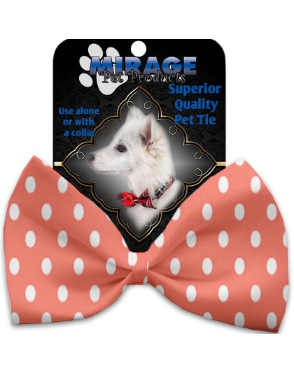 Peach Polka Dots Pet Bow Tie