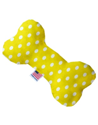 Yellow Polka Dots 10 inch Canvas Bone Dog Toy