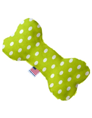 Lime Green Polka Dots 10 inch Canvas Bone Dog Toy