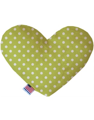 Lime Green Polka Dots 6 inch Canvas Heart Dog Toy