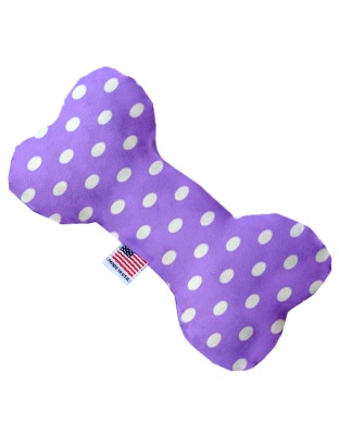 Purple Polka Dots 10 inch Canvas Bone Dog Toy