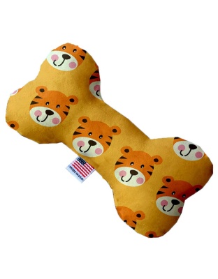 Tally the Tiger 10 inch Canvas Bone Dog Toy