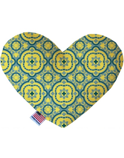 Blue and Yellow Moroccan Patterned 6 inch Canvas Heart Dog Toy