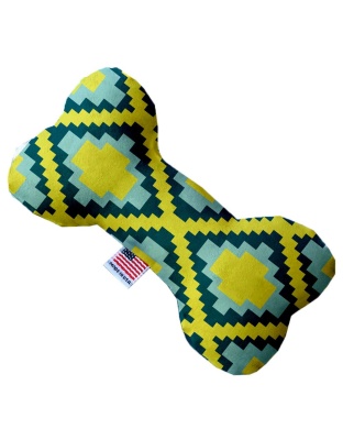 Yellow Southwest 10 inch Canvas Bone Dog Toy