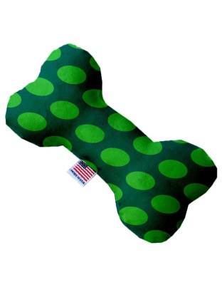 Green on Green Dots 10 inch Canvas Bone Dog Toy