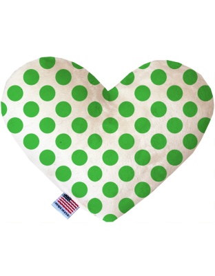 White and Green Dotted 6 inch Canvas Heart Dog Toy
