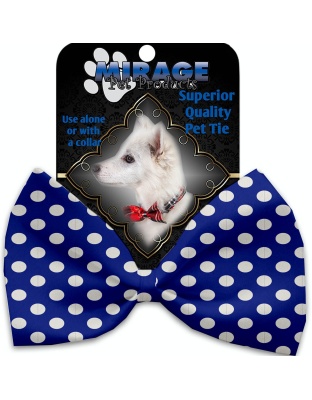 Bright Blue Swiss Dots Pet Bow Tie