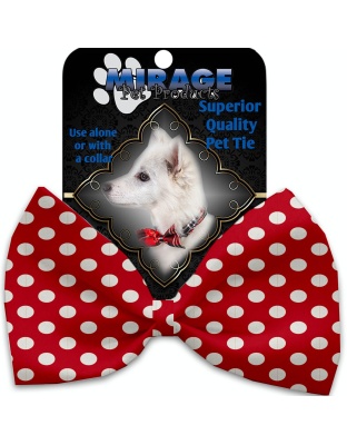 Red Swiss Dots Pet Bow Tie
