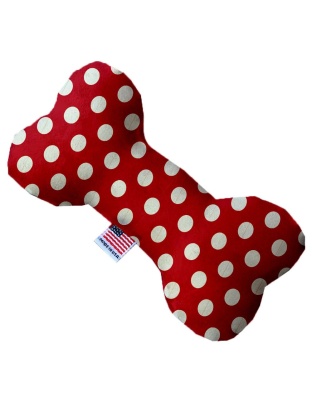 Red Swiss Dots 10 Inch Canvas Bone Dog Toy
