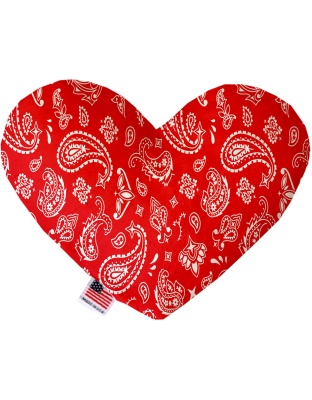 Red Western 6 Inch Canvas Heart Dog Toy