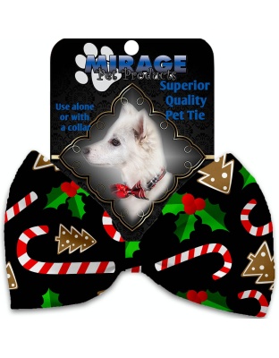Candy Cane Chaos Pet Bow Tie Collar Accessory with Velcro