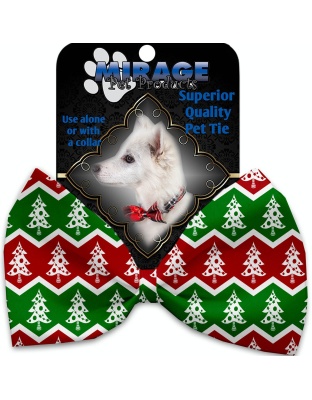 Chevron Christmas Trees Pet Bow Tie