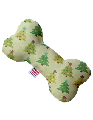 Cutesy Christmas Trees 10 Inch Canvas Bone Dog Toy
