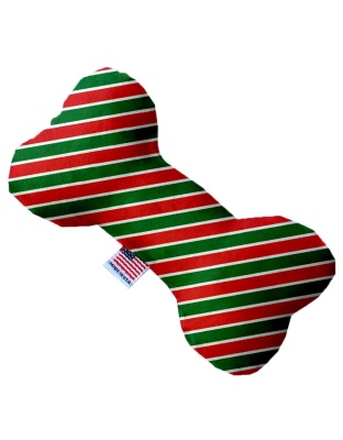 Christmas Stripes 10 Inch Canvas Bone Dog Toy