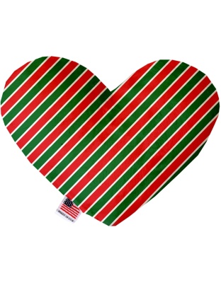 Christmas Stripes 6 Inch Canvas Heart Dog Toy
