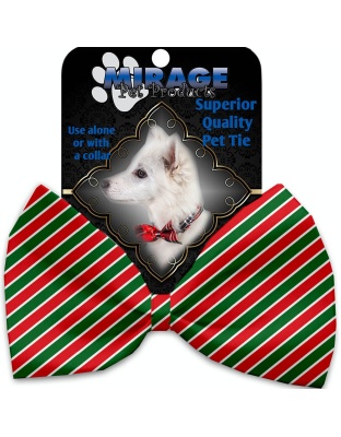 Christmas Stripes Pet Bow Tie Collar Accessory with Velcro