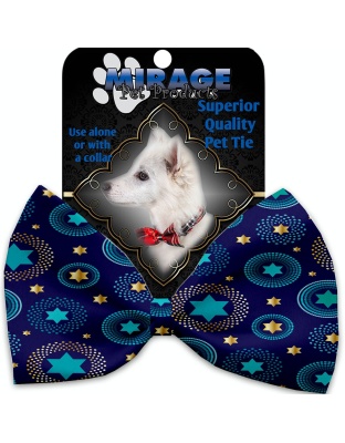 Blue Star of David Pet Bow Tie Collar Accessory with Velcro