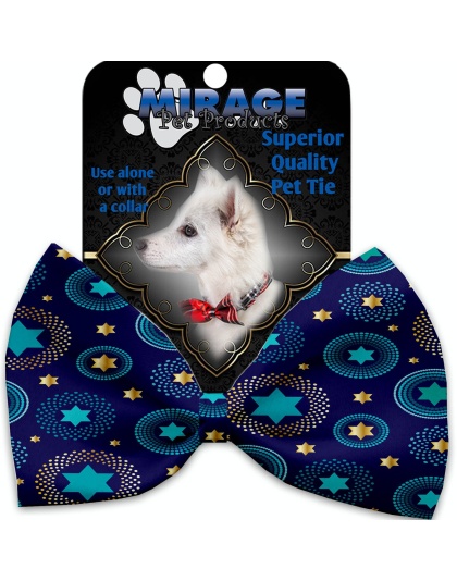 Blue Star of David Pet Bow Tie Collar Accessory with Velcro