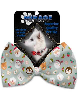 Gray Christmas Party Pet Bow Tie Collar Accessory with Velcro