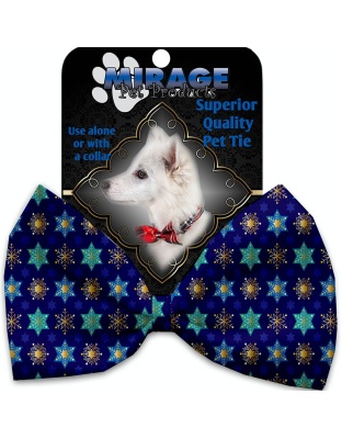 Star of David and Snowflakes Pet Bow Tie Collar Accessory with Velcro