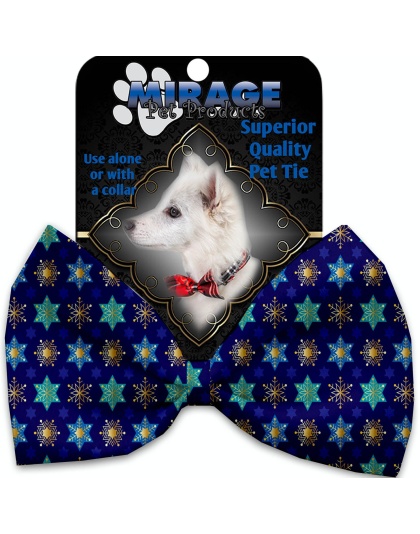 Star of David and Snowflakes Pet Bow Tie Collar Accessory with Velcro