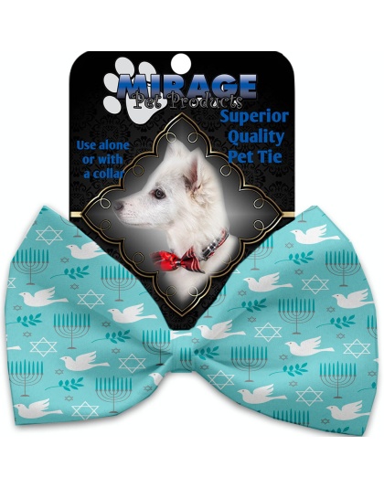 Peace and Hanukkah Pet Bow Tie Collar Accessory with Velcro