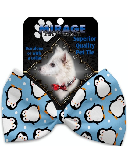 Penguins in Blue Pet Bow Tie Collar Accessory with Velcro