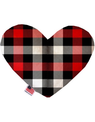 Red and White Buffalo Check 6 Inch Canvas Heart Dog Toy