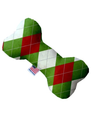 Christmas Argyle 10 Inch Canvas Bone Dog Toy