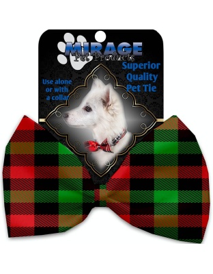 Christmas Plaid Pet Bow Tie Collar Accessory with Velcro