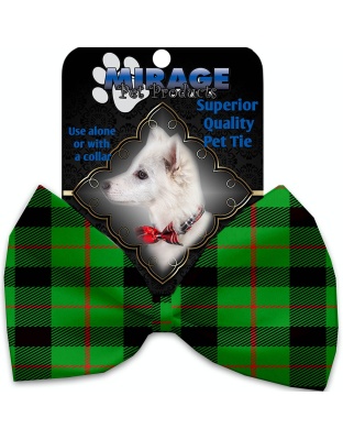 Green Plaid Pet Bow Tie Collar Accessory with Velcro