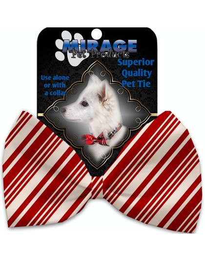Classic Candy Cane Stripes Pet Bow Tie Collar Accessory with Velcro