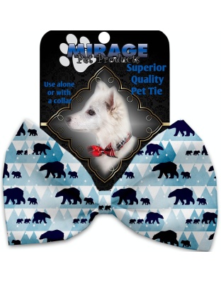 Winter Bear Tracks Pet Bow Tie Collar Accessory with Velcro