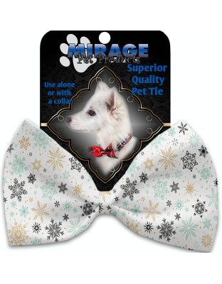 Vintage Snowflakes Pet Bow Tie Collar Accessory with Velcro