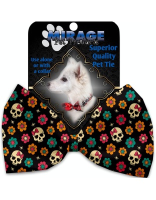 Sugar She Skulls Pet Bow Tie Collar Accessory with Velcro